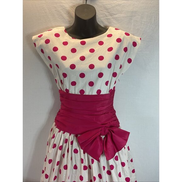 VTG 50’s Patty O’Neil Pink Polka dot Dress size 6 rockabilly pin up party - Picture 4 of 15